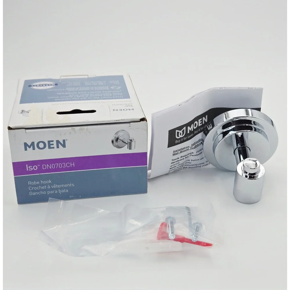 Moen Iso Chrome Robe Hook DN0703CH Modern Wall Mount Bathroom Accessory New